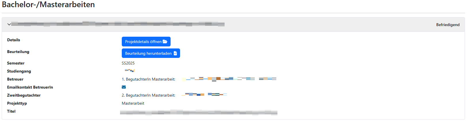  Studierende Projektarbeiten Übersicht 