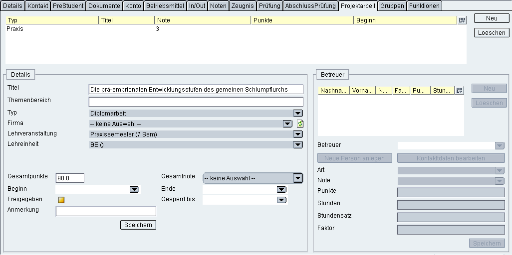 Anlegen einer Projektarbeit 1